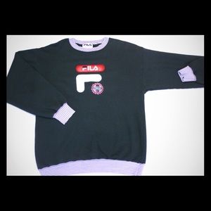 EXCLUSIVE VINTAGE FILA SWEATSHIRT. GREEN/RED/WHITE